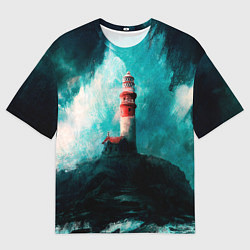 Футболка оверсайз мужская Бушующее море, цвет: 3D-принт