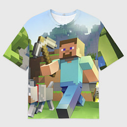 Футболка оверсайз мужская Майнкрафт с киркой, цвет: 3D-принт