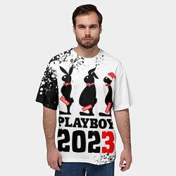 Футболка оверсайз мужская Новогодние пошлые кролики, цвет: 3D-принт — фото 2