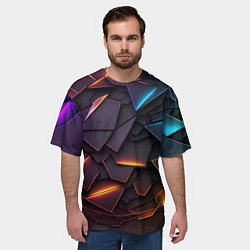 Футболка оверсайз мужская Яркие неоновые объекты, цвет: 3D-принт — фото 2