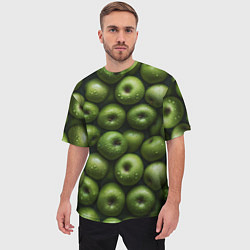 Футболка оверсайз мужская Сочная текстура из зеленых яблок, цвет: 3D-принт — фото 2