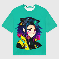 Футболка оверсайз мужская Anime Cyberpunk Girl, цвет: 3D-принт