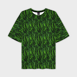 Мужская футболка оверсайз Сочный узор из зеленой травки
