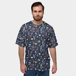 Футболка оверсайз мужская Акварельная цветочная полянка, цвет: 3D-принт — фото 2