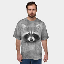 Футболка оверсайз мужская Енот - grunge style texture, цвет: 3D-принт — фото 2