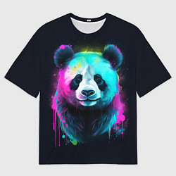 Футболка оверсайз мужская Панда в неоновых красках, цвет: 3D-принт