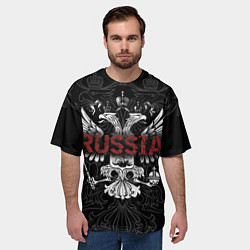 Футболка оверсайз мужская Герб России с надписью Russia, цвет: 3D-принт — фото 2