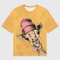Футболка оверсайз мужская Жираф дразнит, цвет: 3D-принт