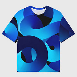 Мужская футболка оверсайз Синие линии в виде узоров