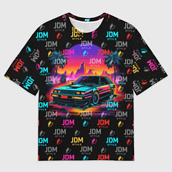 Футболка оверсайз мужская JDM neon style, цвет: 3D-принт