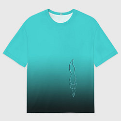 Футболка оверсайз мужская Силуэт лисы на градиентном фоне, цвет: 3D-принт