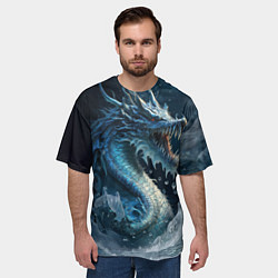 Футболка оверсайз мужская Ледяной дракон, цвет: 3D-принт — фото 2