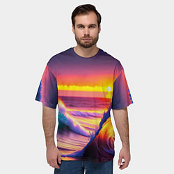 Футболка оверсайз мужская Волны на закате, цвет: 3D-принт — фото 2