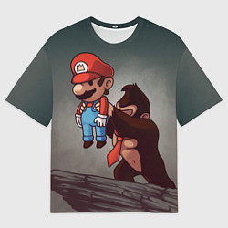 Футболка оверсайз мужская Марио держит Данки Конг, цвет: 3D-принт