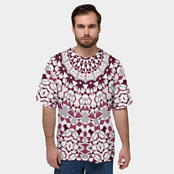 Футболка оверсайз мужская Этнический узор мандала в бордово-серых тонах, цвет: 3D-принт — фото 2