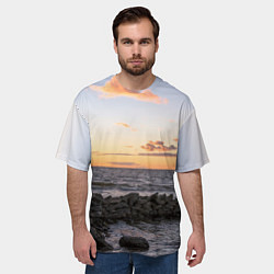 Футболка оверсайз мужская Закат солнца на Финском заливе, цвет: 3D-принт — фото 2