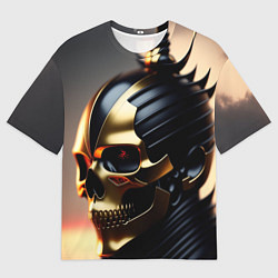 Футболка оверсайз мужская Череп самурая в маске, цвет: 3D-принт