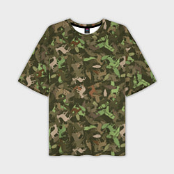 Мужская футболка оверсайз Олени и дубовые листья - камуфляж