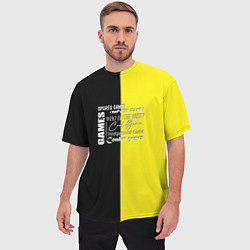 Футболка оверсайз мужская Лимонно-черный фон, цвет: 3D-принт — фото 2