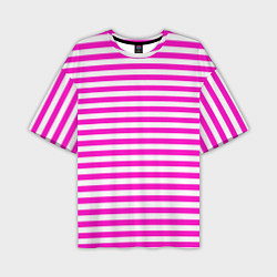 Мужская футболка оверсайз Ярко-розовые полосы