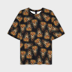 Мужская футболка оверсайз Паттерн жираф с цветами: арт нейросети
