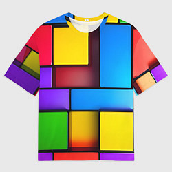 Мужская футболка оверсайз Красочные объемные блоки