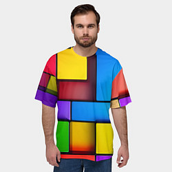 Футболка оверсайз мужская Красочные объемные блоки, цвет: 3D-принт — фото 2