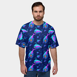 Футболка оверсайз мужская Subnautica паттерн с рыбами, цвет: 3D-принт — фото 2