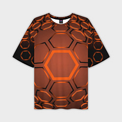 Футболка оверсайз мужская Оранжевая техноброня, цвет: 3D-принт