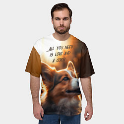 Футболка оверсайз мужская Любовь и корги, цвет: 3D-принт — фото 2
