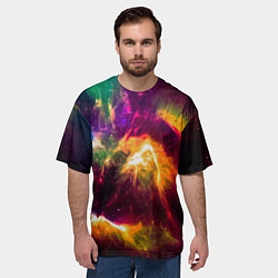 Футболка оверсайз мужская Небула в космосе разноцветная - нейронная сеть, цвет: 3D-принт — фото 2