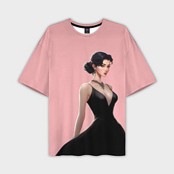 Футболка оверсайз мужская Girl in black dress - pink, цвет: 3D-принт