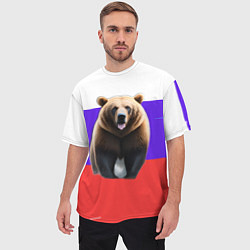 Футболка оверсайз мужская Медведь на флаге, цвет: 3D-принт — фото 2