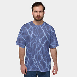Футболка оверсайз мужская Электрический разряд на голубом фоне, цвет: 3D-принт — фото 2