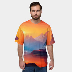 Футболка оверсайз мужская Парус на закате, цвет: 3D-принт — фото 2