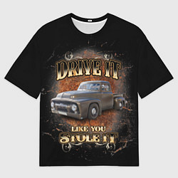 Футболка оверсайз мужская Хот род на базе машины 50-х годов Ford F-100, цвет: 3D-принт