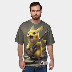Футболка оверсайз мужская Pikachu rock, цвет: 3D-принт — фото 2