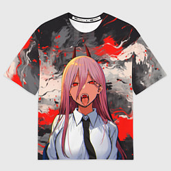 Футболка оверсайз мужская Демон Пауэр - Человек бензопила, цвет: 3D-принт