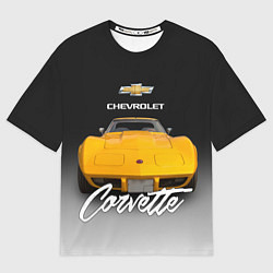 Мужская футболка оверсайз Американская машина Chevrolet Corvette 70-х годов