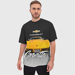 Футболка оверсайз мужская Американская машина Chevrolet Corvette 70-х годов, цвет: 3D-принт — фото 2