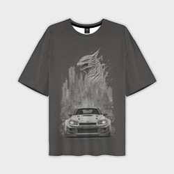 Мужская футболка оверсайз Godzilla car