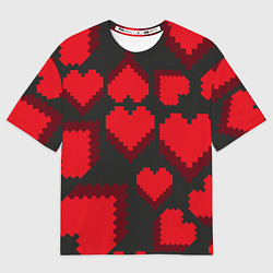 Мужская футболка оверсайз Pixel hearts