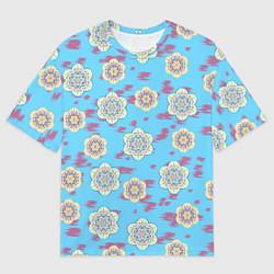 Мужская футболка оверсайз Мандала орнамент на пятнах