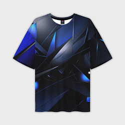 Футболка оверсайз мужская Blue black background, цвет: 3D-принт
