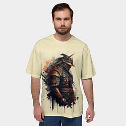 Футболка оверсайз мужская Самурай с двумя мечами - нейросеть, цвет: 3D-принт — фото 2