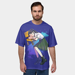 Футболка оверсайз мужская Судзумэ закрывающая двери: Судзуме спит, цвет: 3D-принт — фото 2