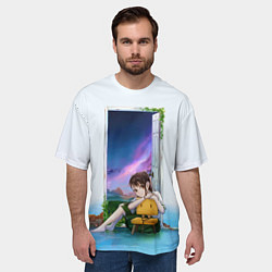 Футболка оверсайз мужская Судзумэ закрывающая двери, цвет: 3D-принт — фото 2
