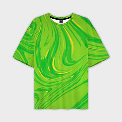 Футболка оверсайз мужская Насыщенный зеленый абстракция, цвет: 3D-принт