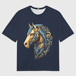 Футболка оверсайз мужская Механический конь, цвет: 3D-принт