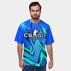 Футболка оверсайз мужская Кс го - синие буйство красок, цвет: 3D-принт — фото 2